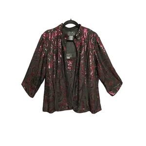 Alex Evening Y2K Vintage 2pc Shiny Sequin Cami Tank Top & Jacket Women Size 2X